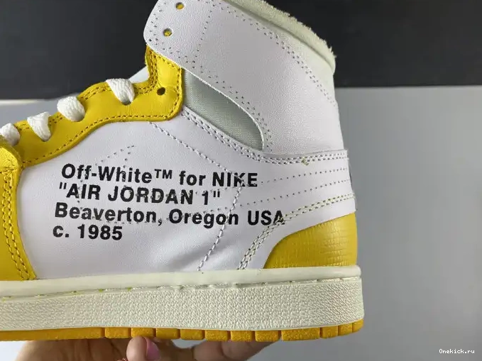 One Kick Air AQ0818-149 Powder Dark 1 Jordan Off-White NRG Yellow-Cone x White 0706